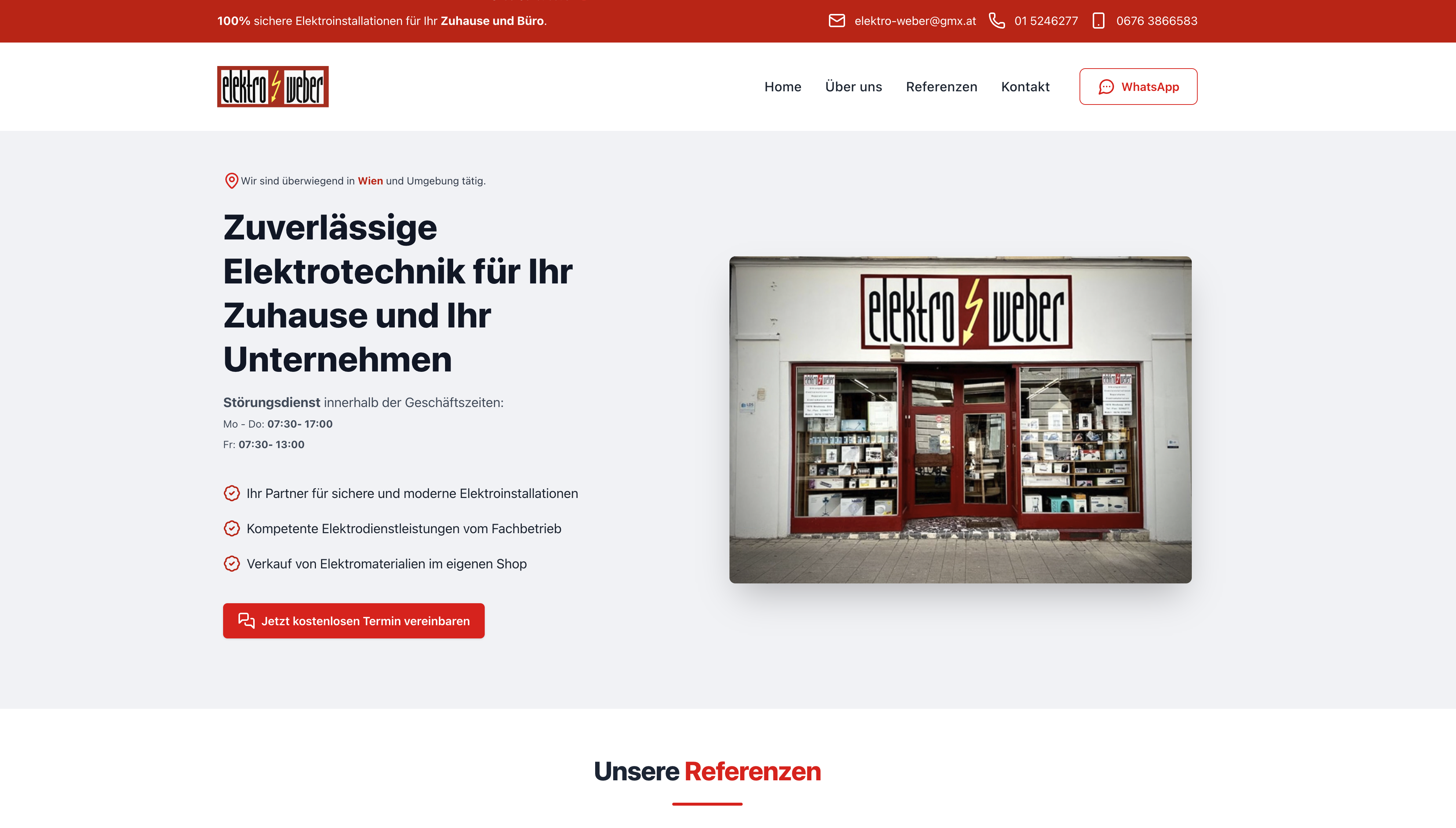Elektro Weber homepage screenshot
